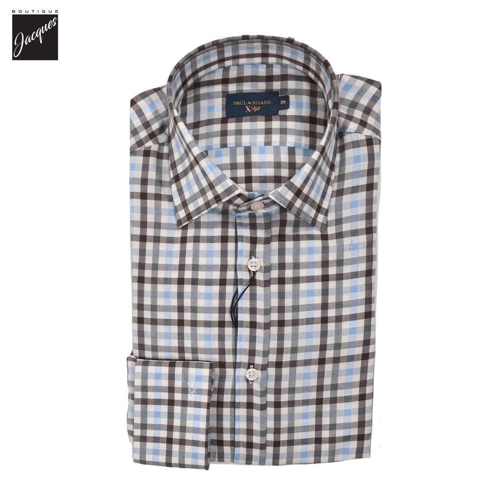 Blue & Brown Check X Soft Cotton Casual Shirt - Paul & Shark