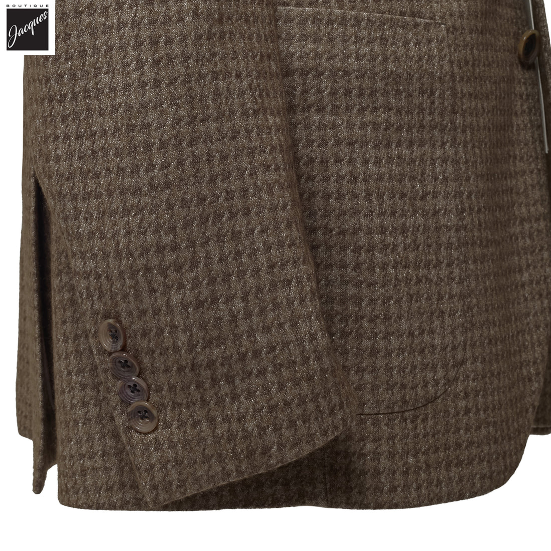 Brown Houndstooth Silk-Cashmere Hartford Contemporary Fit Knitted Jacket - Jack Victor