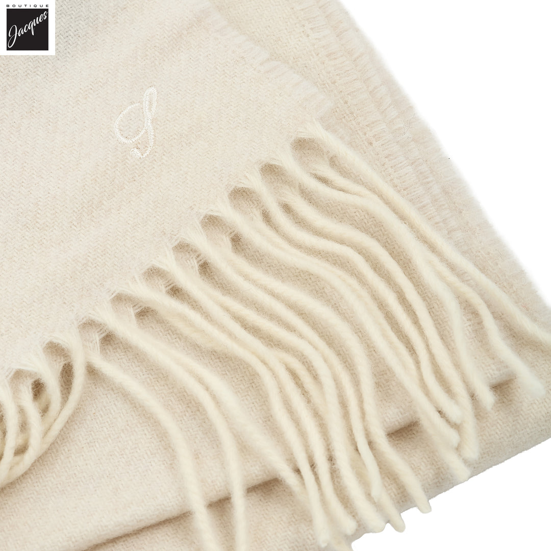 Off-White Solid Wool Scarf - Stenströms