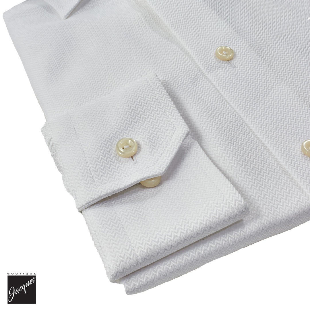 White Herringbone Signature Dobby Contemporary Fit Shirt - ETON