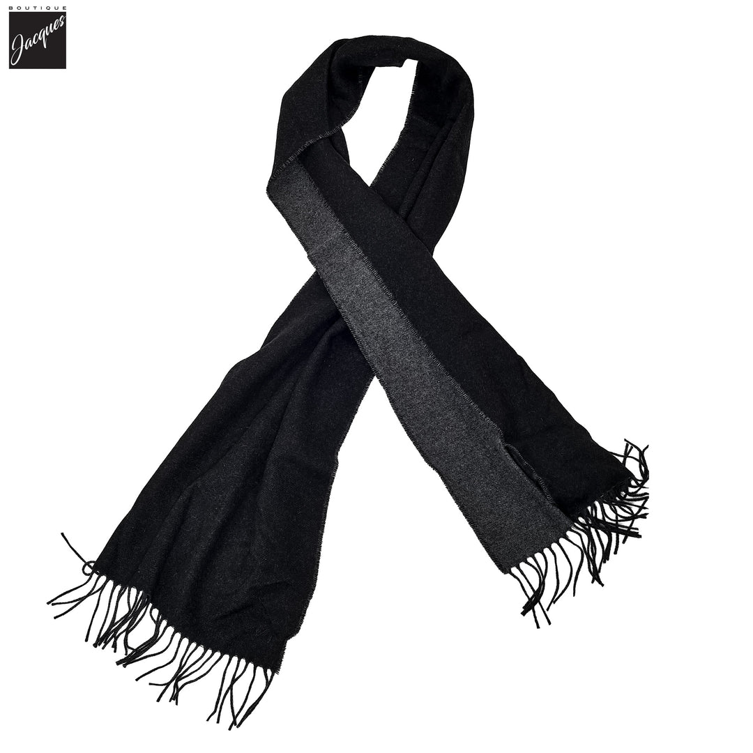 Black & Charcoal Reversible Cashmere-Wool Scarf - Stenströms
