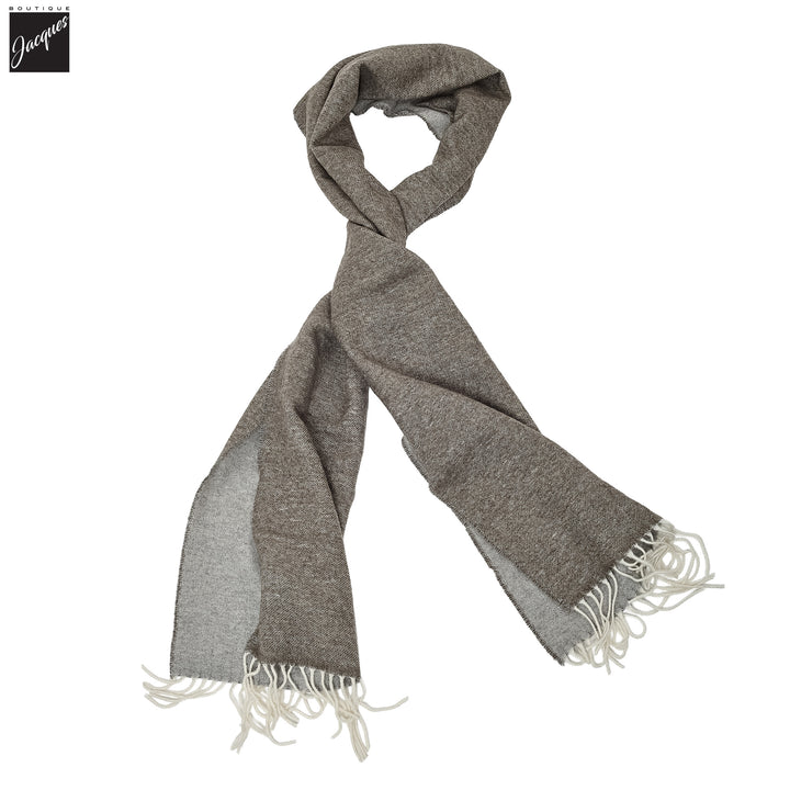 Brown & Gray Reversible Cashmere-Wool Scarf - Stenströms