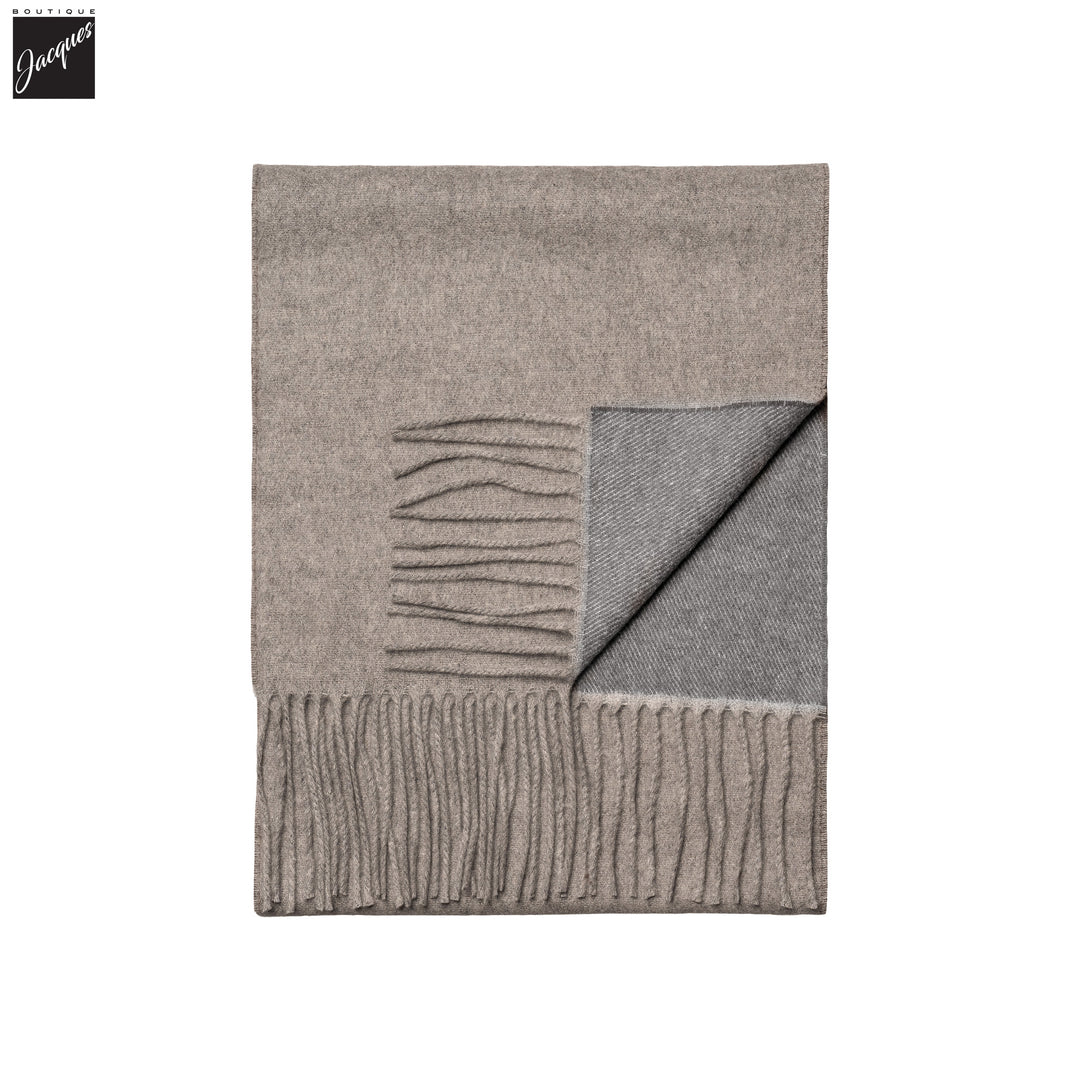 Oatmeal & Gray Ultra-Soft Reversible Cashmere Scarf - ETON