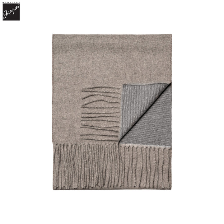Oatmeal & Gray Ultra-Soft Reversible Cashmere Scarf - ETON