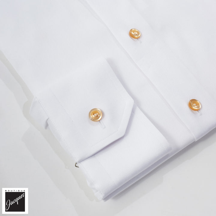 White Solid Beige Effect Signature Twill Slim Fit Shirt - ETON