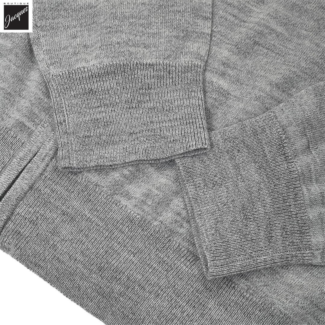 Fog Gray Merino Full-Zip Mock Neck Sweater - Patrick Assaraf