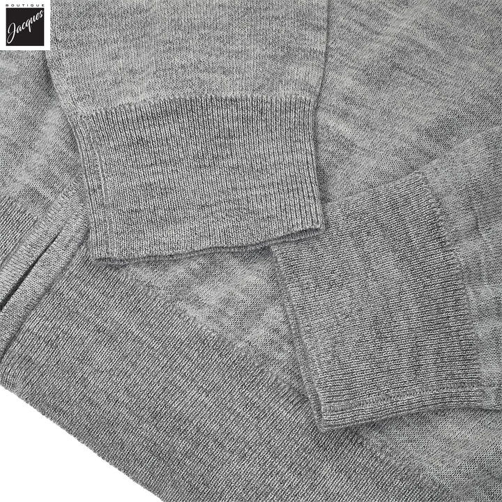 Fog Gray Merino Full-Zip Mock Neck Sweater - Patrick Assaraf