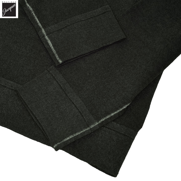 Dusky Green Vintage Wash Extra-Fine Merino Sweater - Patrick Assaraf