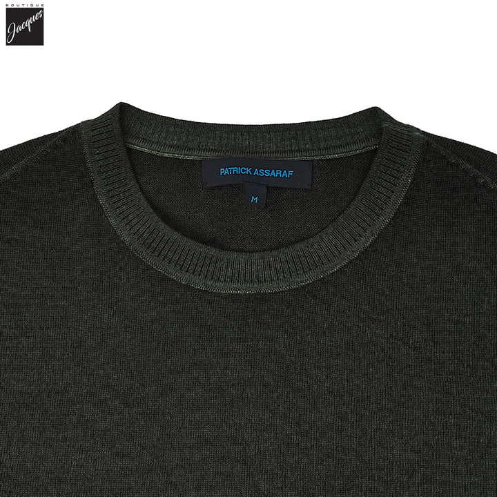 Dusky Green Vintage Wash Extra-Fine Merino Sweater - Patrick Assaraf