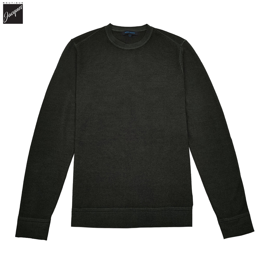Dusky Green Vintage Wash Extra-Fine Merino Sweater - Patrick Assaraf
