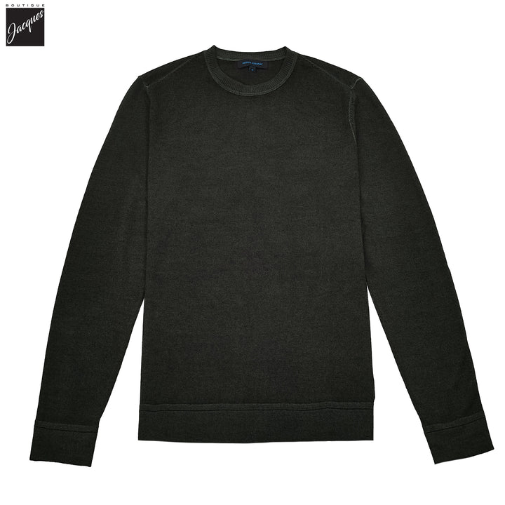 Dusky Green Vintage Wash Extra-Fine Merino Sweater - Patrick Assaraf