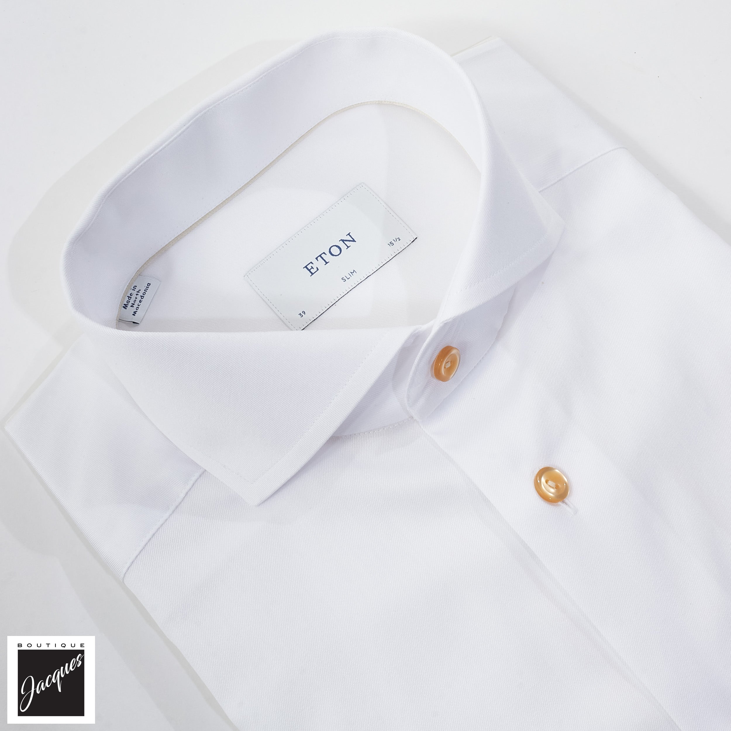 White Solid Beige Effect Signature Twill Slim Fit Shirt - ETON