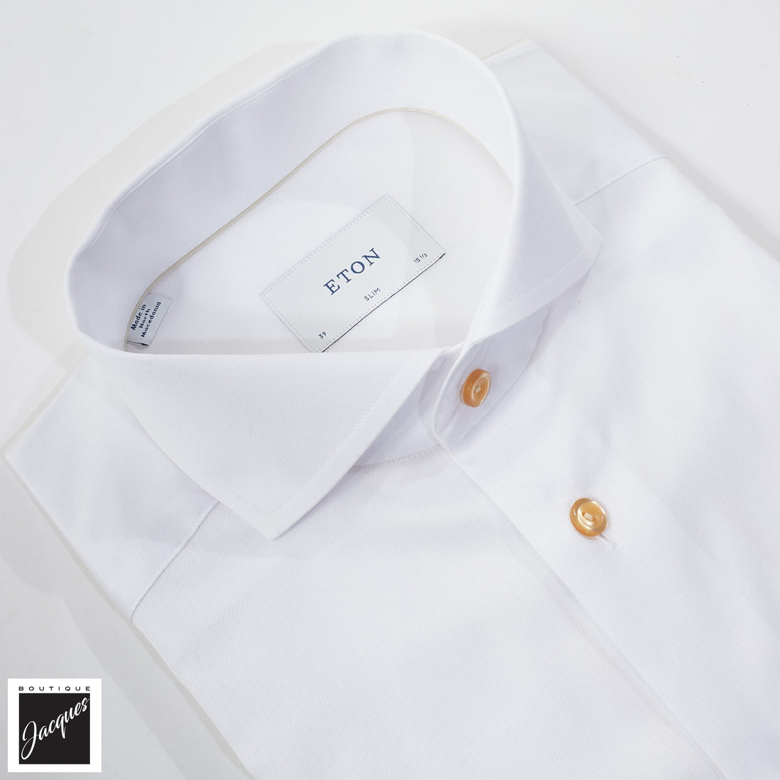 White Solid Beige Effect Signature Twill Slim Fit Shirt - ETON