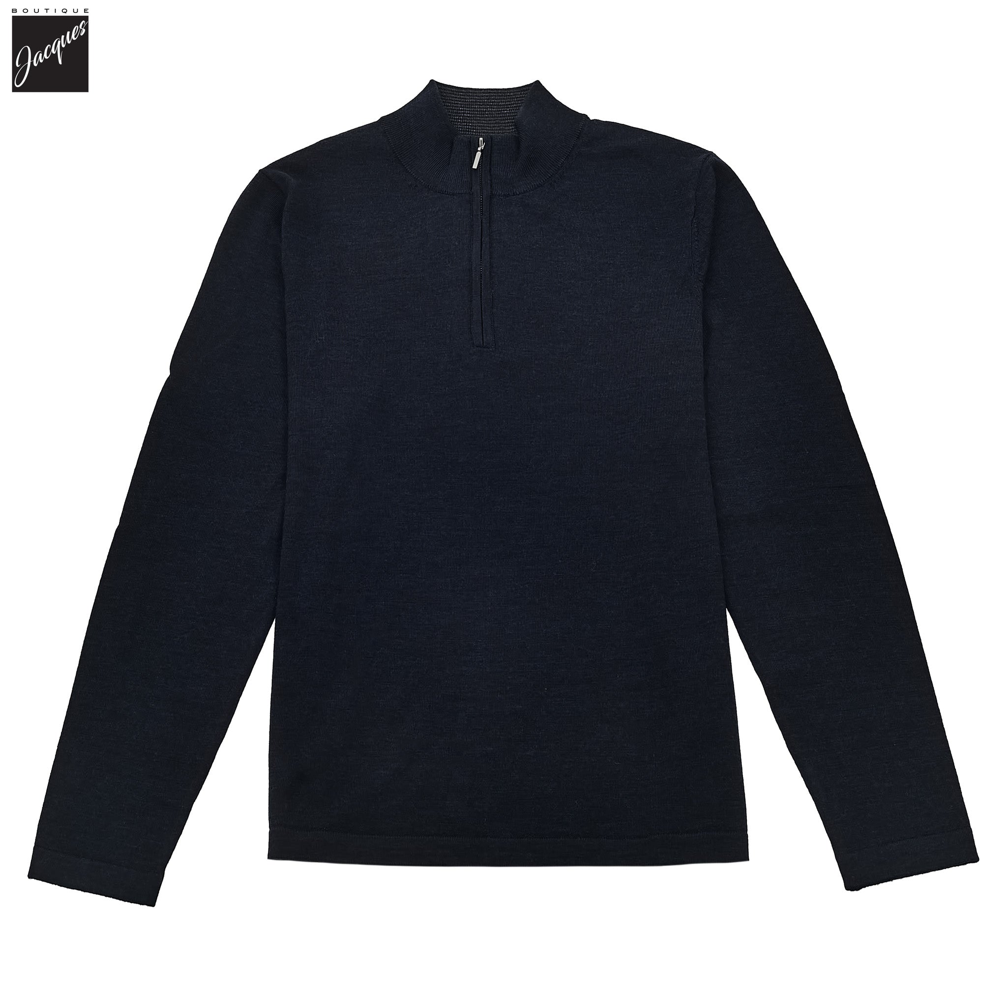 Mammoth Blue Extra-Fine Merino Quarter-Zip Mock Neck Sweater - Patrick Assaraf