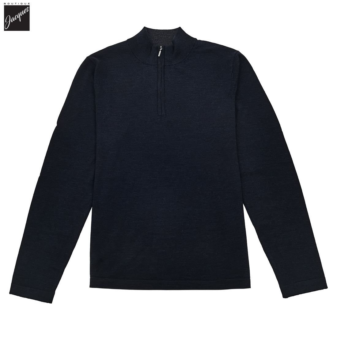 Mammoth Blue Extra-Fine Merino Quarter-Zip Mock Neck Sweater - Patrick Assaraf