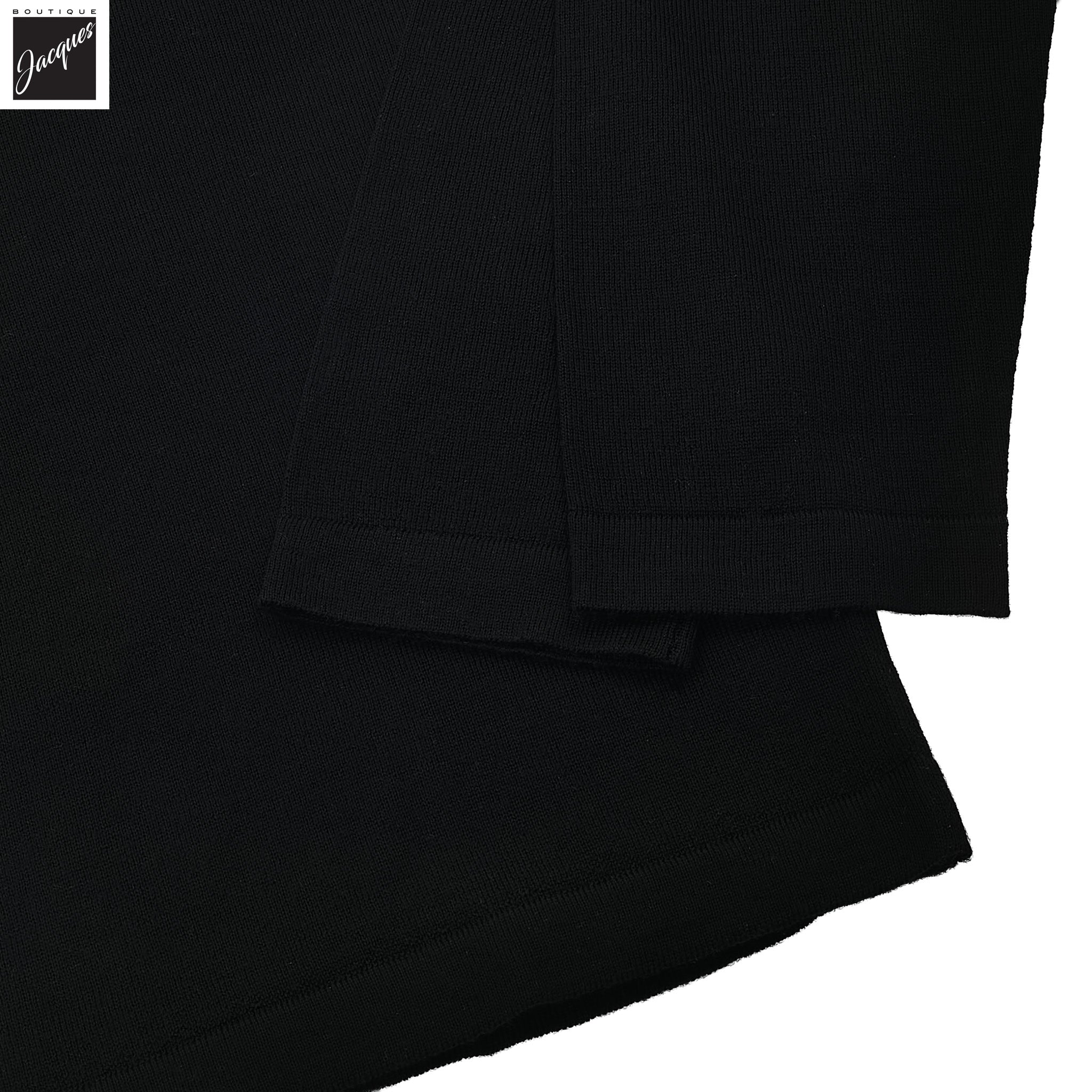 Black Extra-Fine Merino Quarter-Zip Mock Neck Sweater - Patrick Assaraf