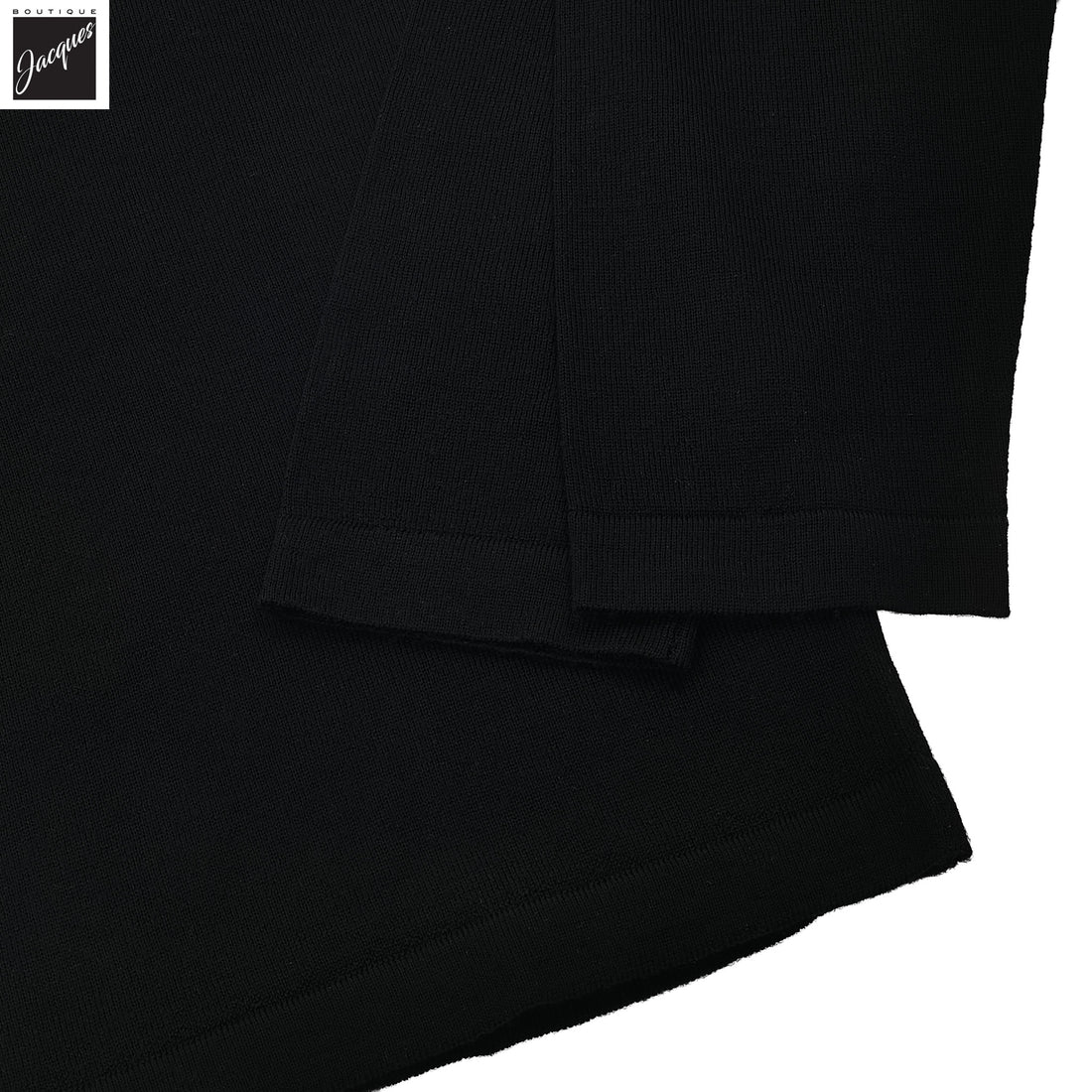 Black Extra-Fine Merino Quarter-Zip Mock Neck Sweater - Patrick Assaraf