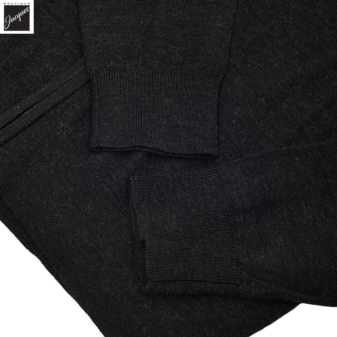 Granite Gray Merino Full-Zip Mock Neck Sweater - Patrick Assaraf