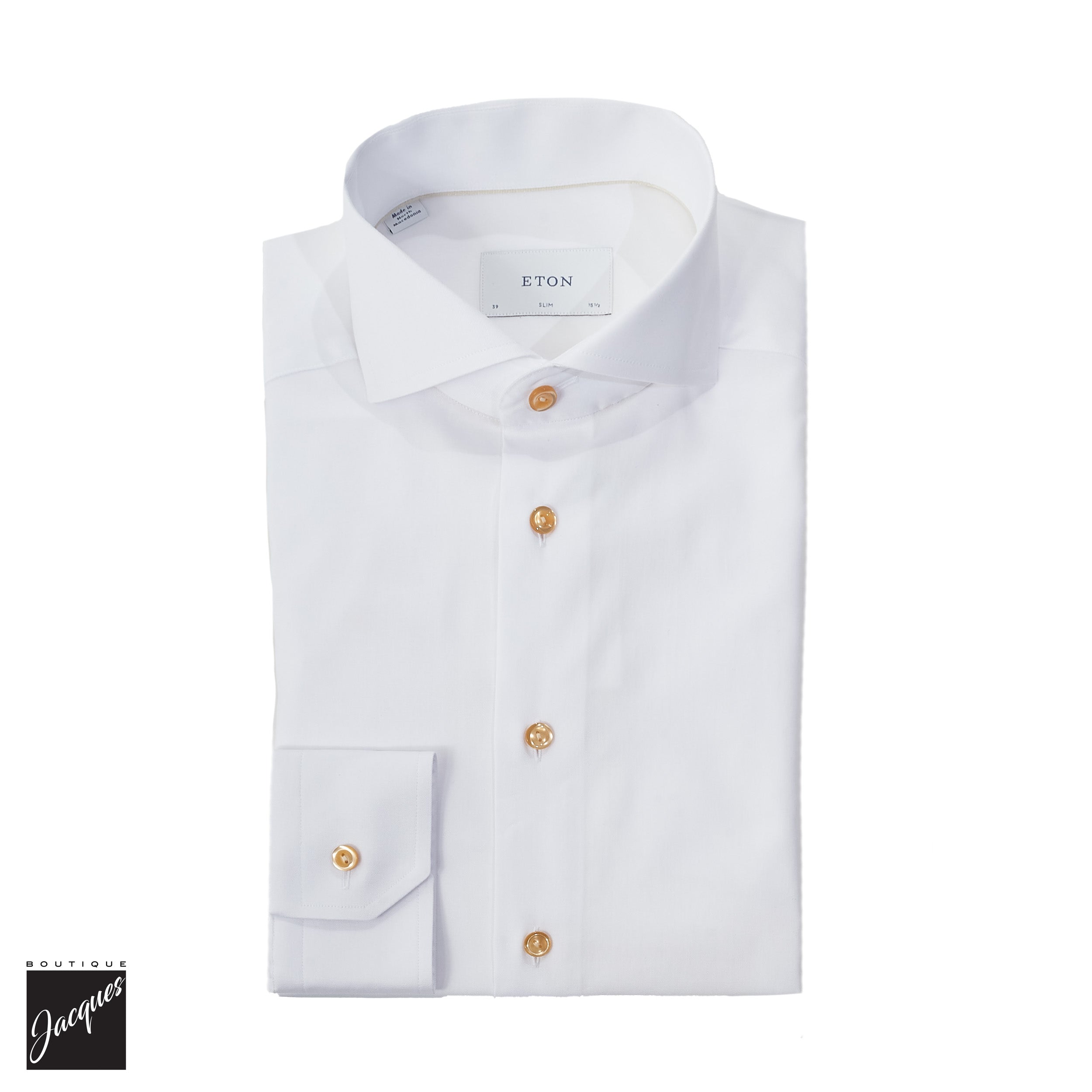White Solid Beige Effect Signature Twill Slim Fit Shirt - ETON