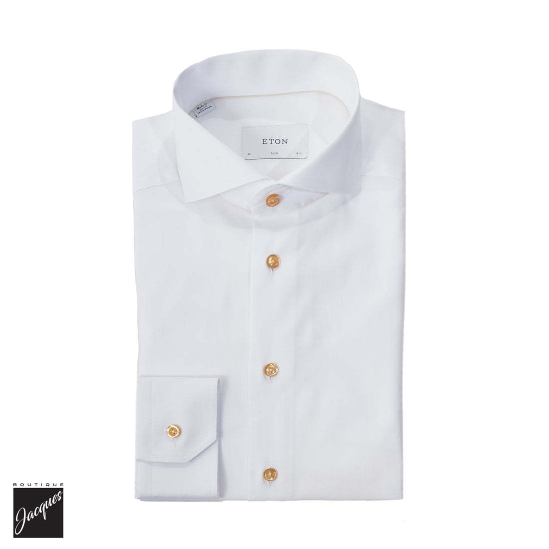 White Solid Beige Effect Signature Twill Slim Fit Shirt - ETON