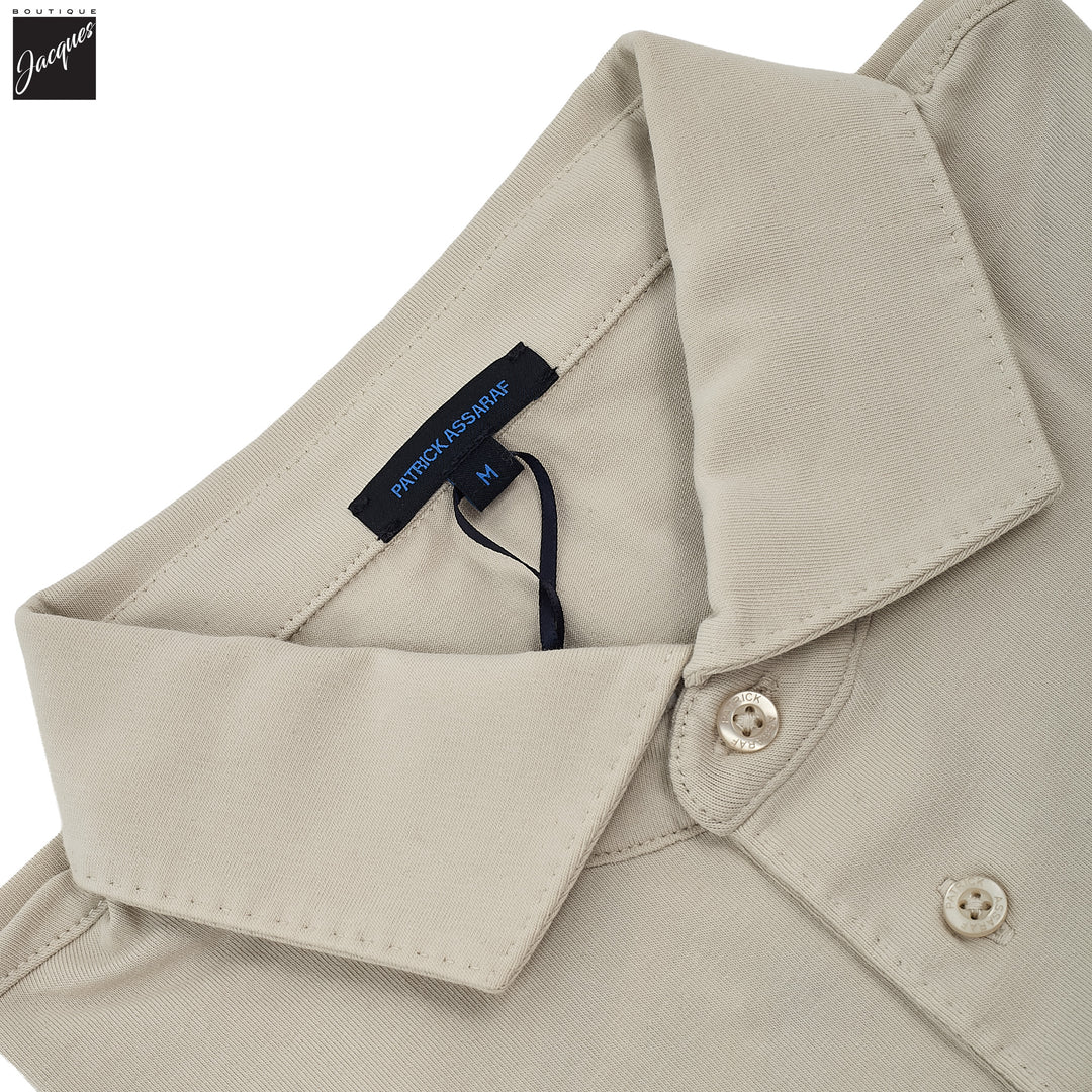 Frappé Beige Long Sleeve Pima Polo - Patrick Assaraf