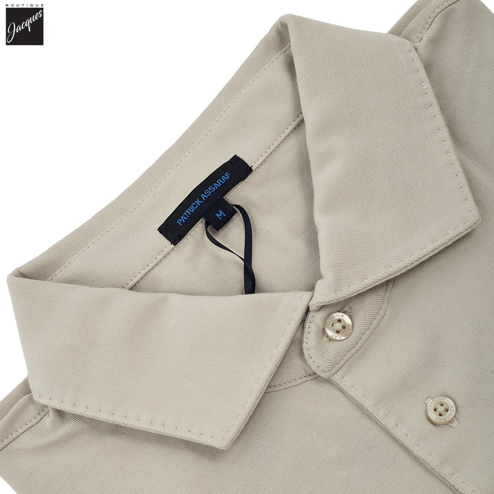 Frappé Beige Long Sleeve Pima Polo - Patrick Assaraf