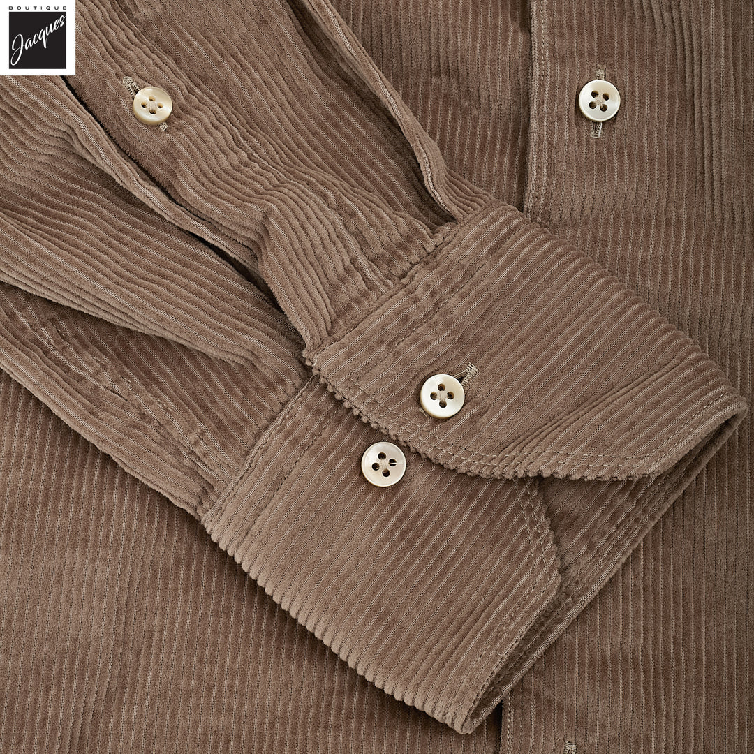 Taupe Brown Corduroy Slimline Overshirt - Stenströms - Boutique Jacques International