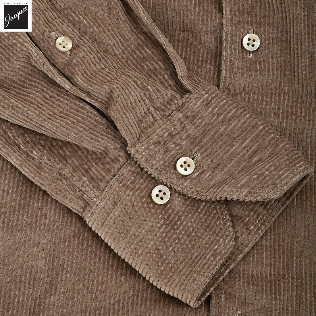 Taupe Brown Corduroy Slimline Overshirt - Stenströms