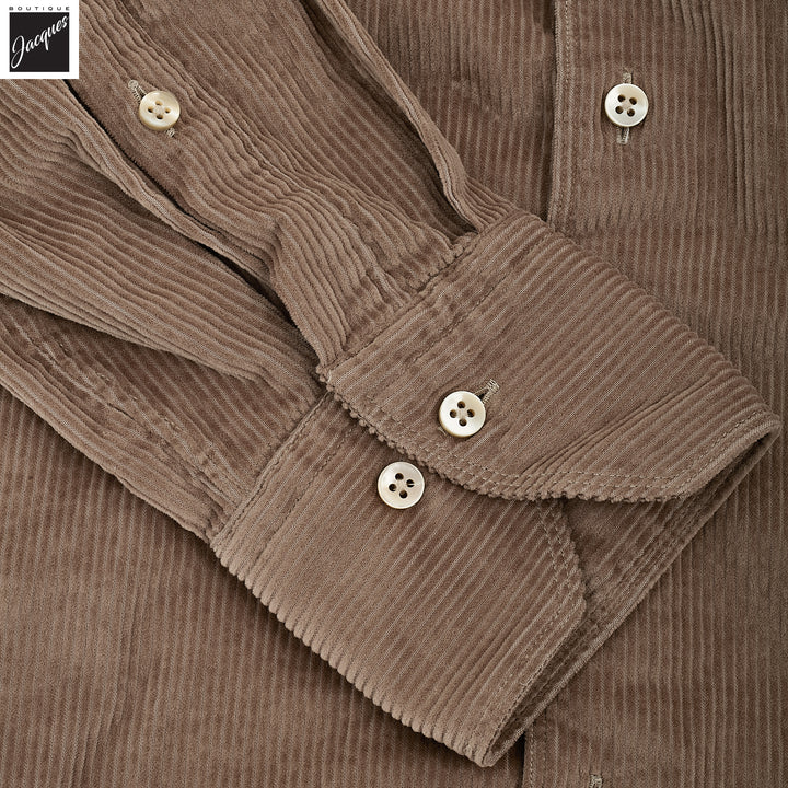 Taupe Brown Corduroy Slimline Overshirt - Stenströms - Boutique Jacques International