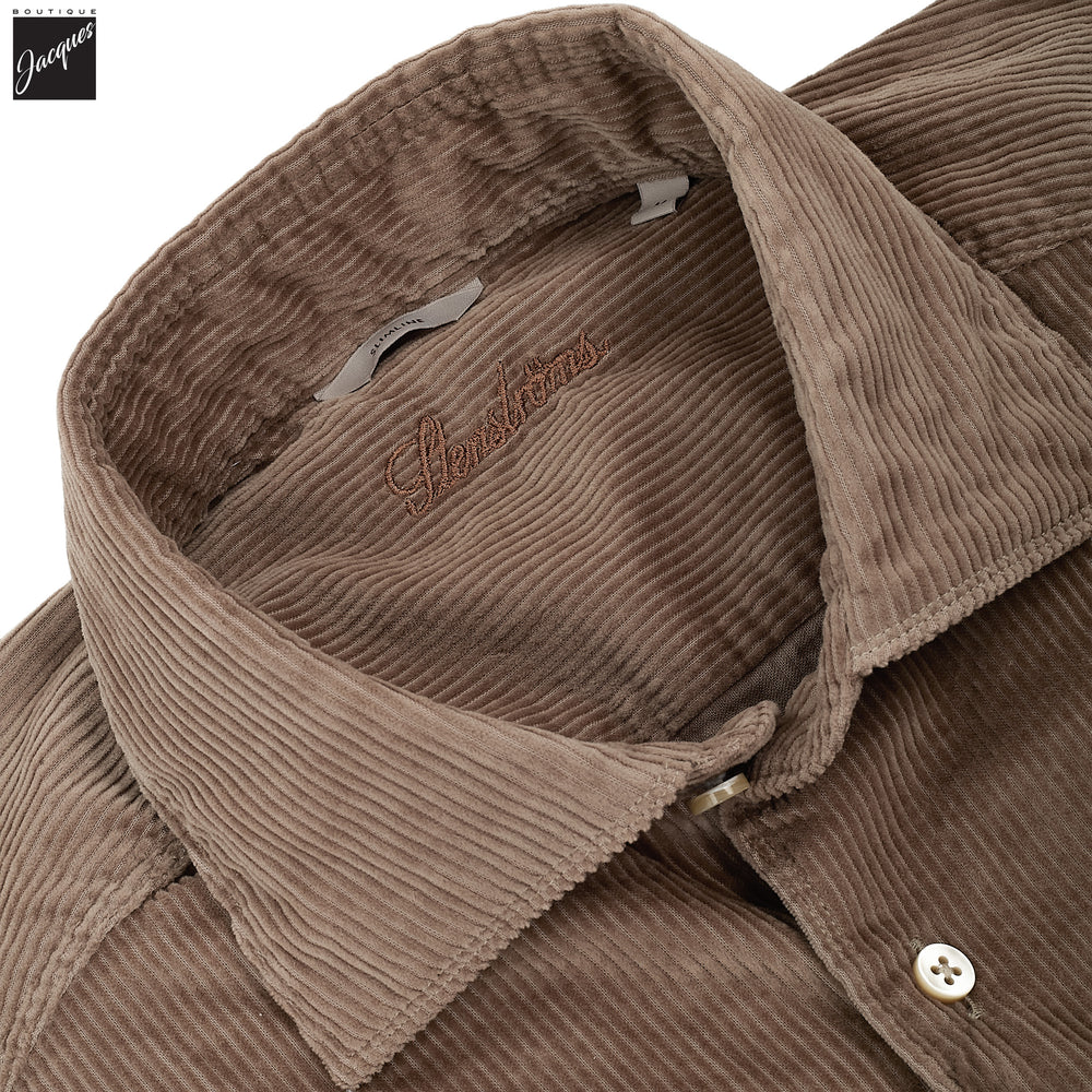 Taupe Brown Corduroy Slimline Overshirt - Stenströms - Boutique Jacques International