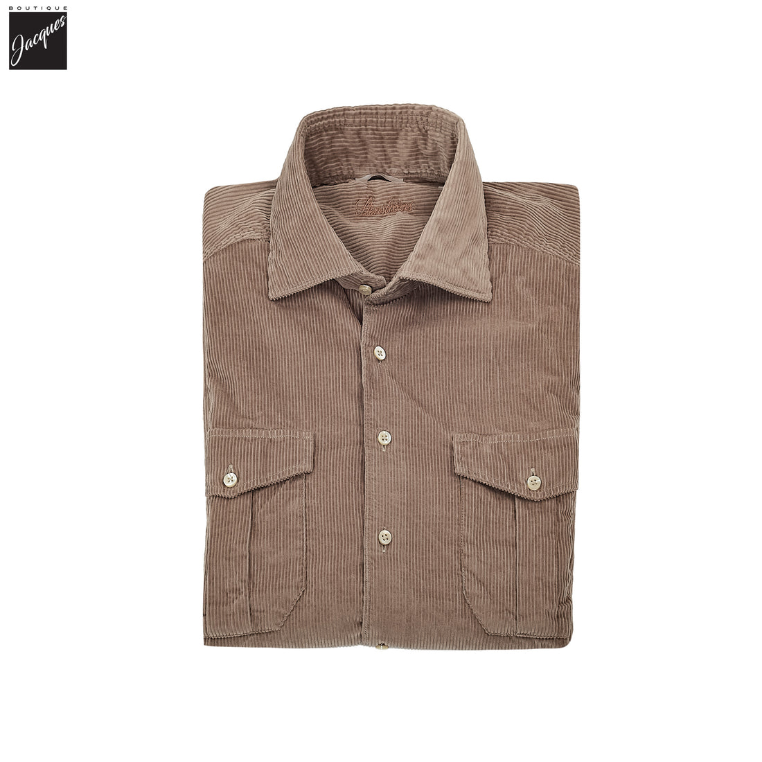 Taupe Brown Corduroy Slimline Overshirt - Stenströms