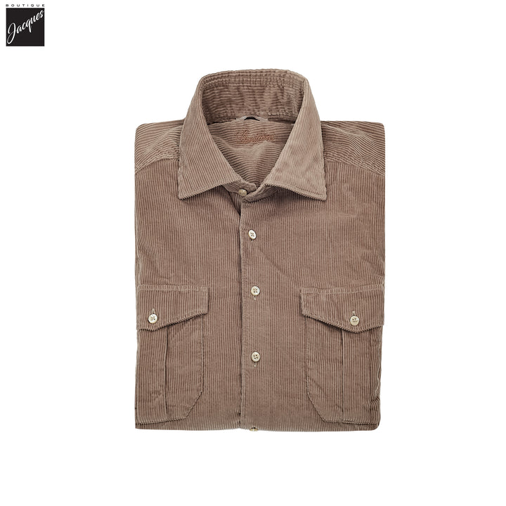 Taupe Brown Corduroy Slimline Overshirt - Stenströms - Boutique Jacques International