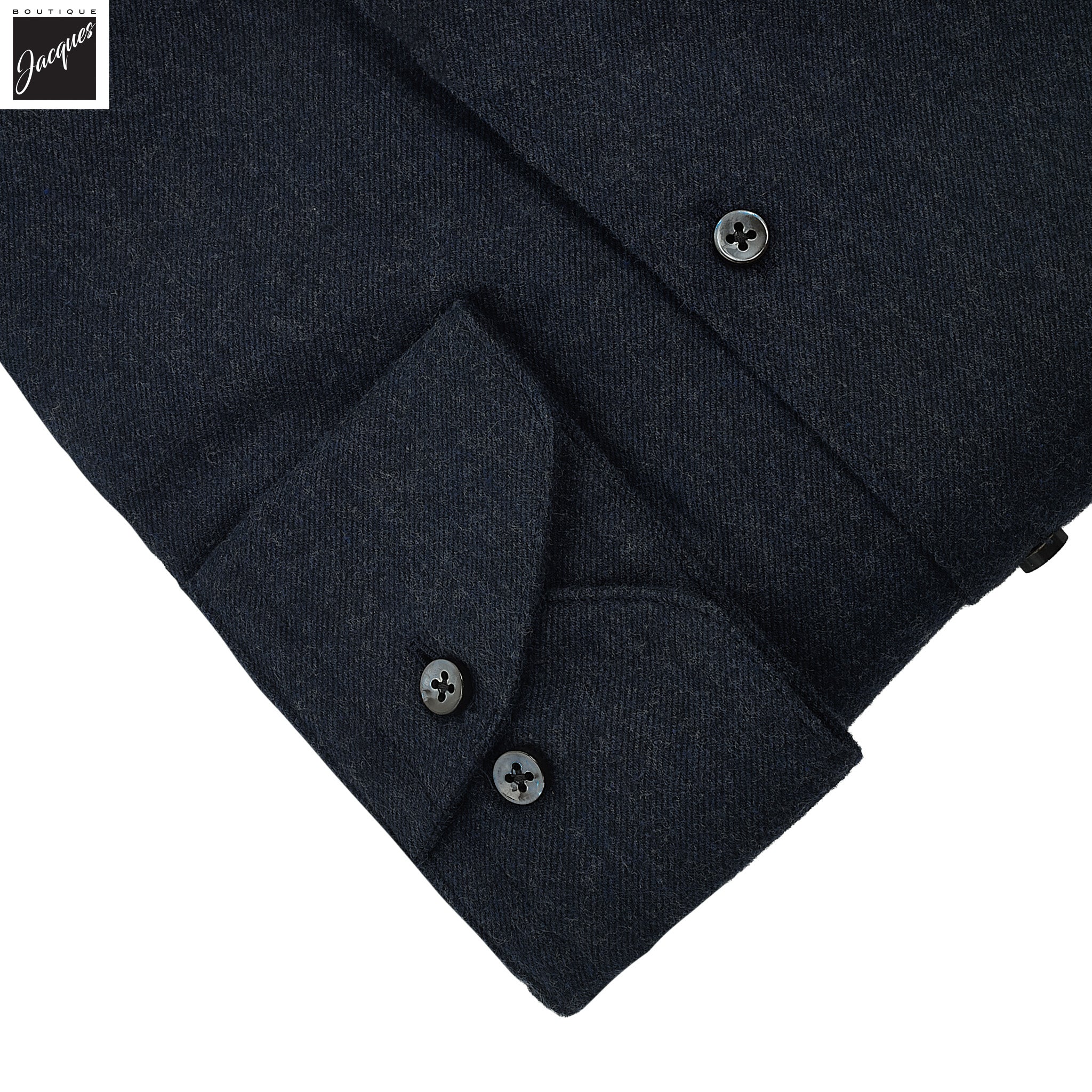 Navy Blue Solid Cotton Flannel Regular Fit Shirt - Stenströms