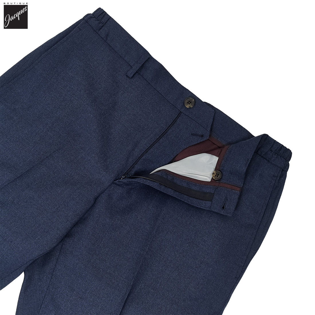 Blue Wool Stretch Prato Stretch Waistband Dress Pant - Jack Victor