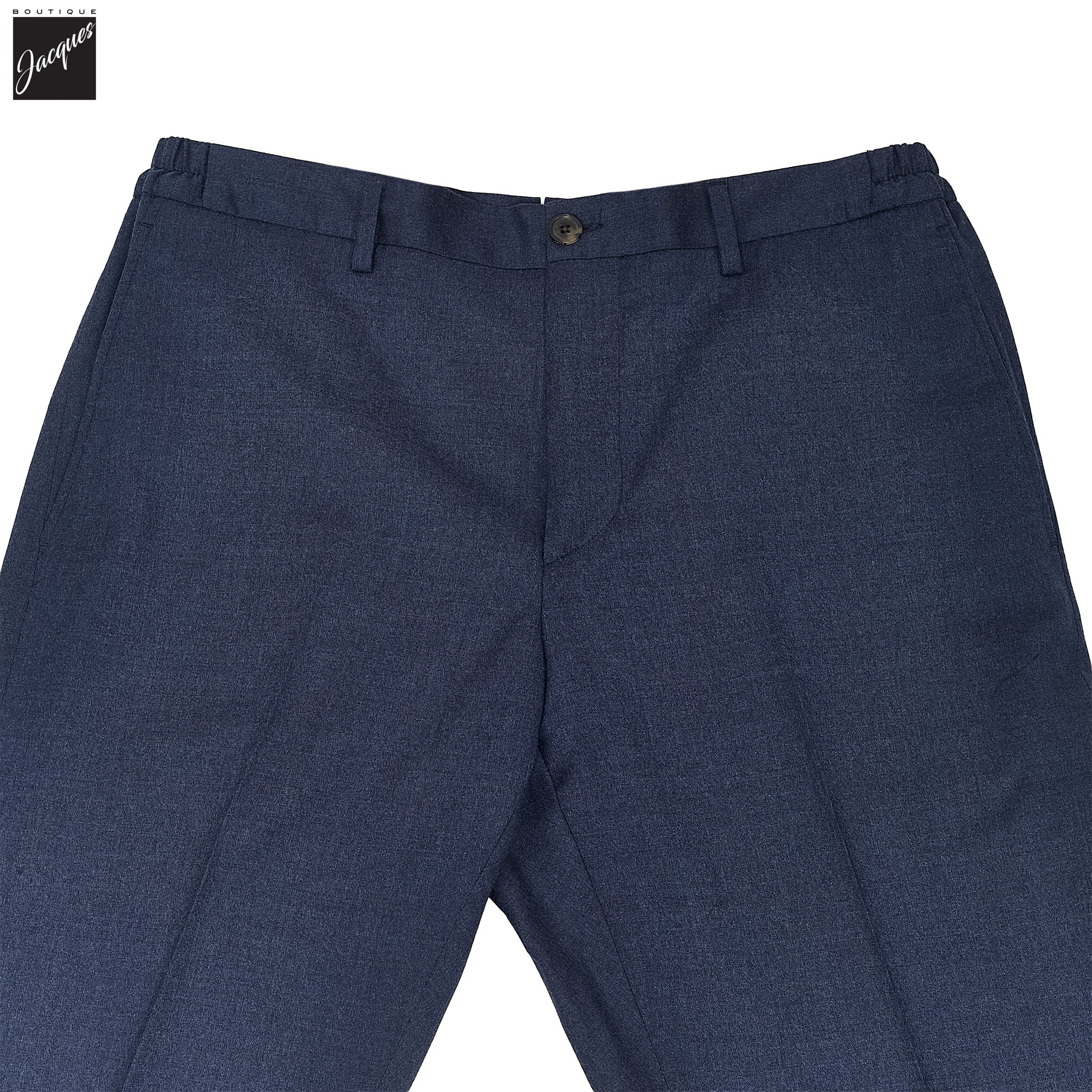Blue Wool Stretch Prato Stretch Waistband Dress Pant - Jack Victor
