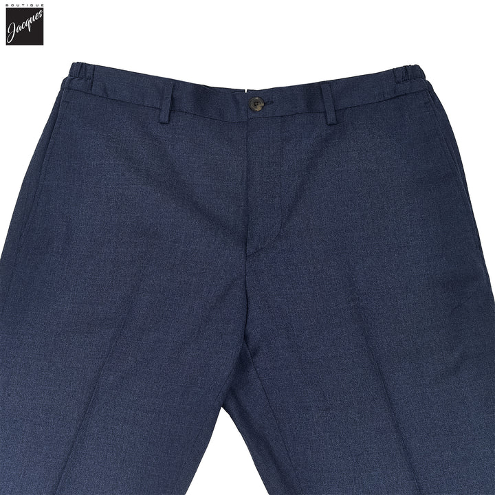 Blue Wool Stretch Prato Stretch Waistband Dress Pant - Jack Victor