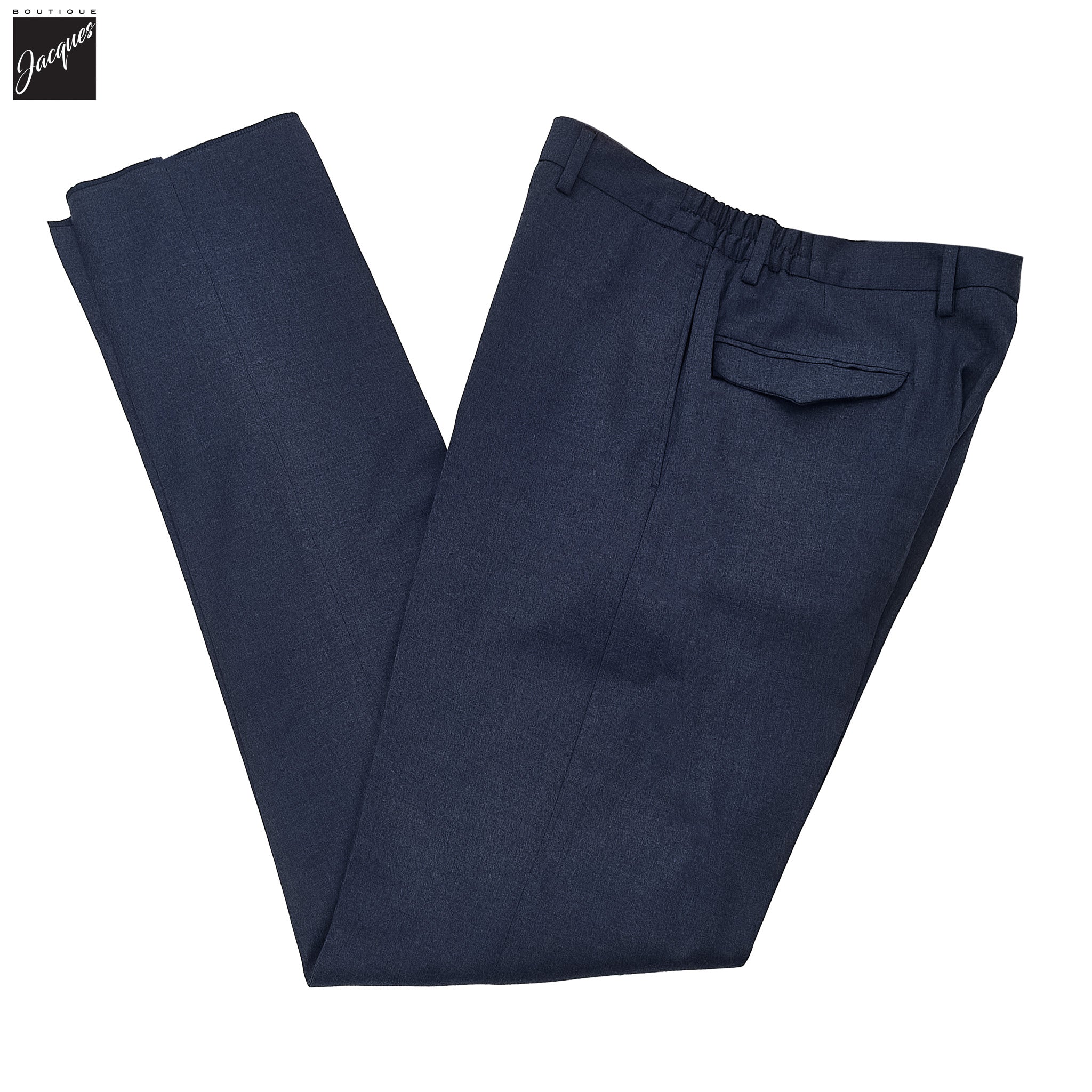 Blue Wool Stretch Prato Stretch Waistband Dress Pant - Jack Victor