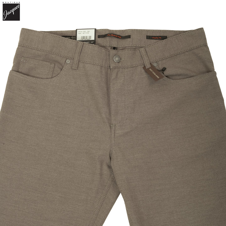 Tan Cotton Stretch Pipe Five Pocket Pants - ALBERTO
