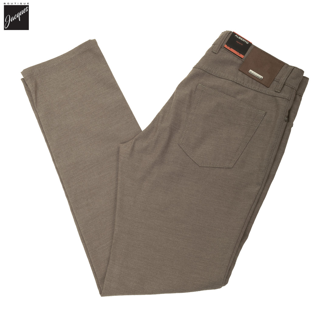 Tan Cotton Stretch Pipe Five Pocket Pants - ALBERTO