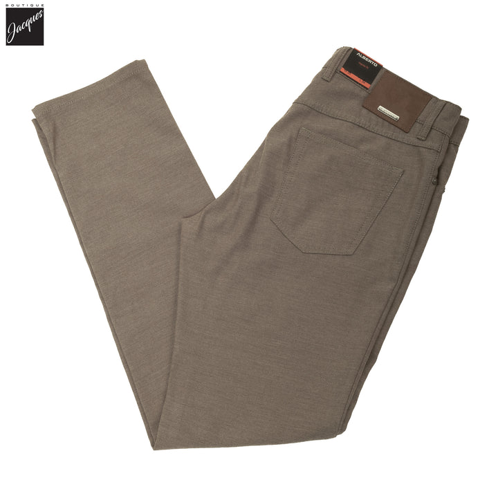 Tan Cotton Stretch Pipe Five Pocket Pants - ALBERTO