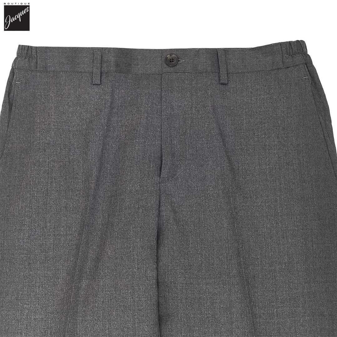 Gray Wool Stretch Prato Stretch Waistband Dress Pant - Jack Victor