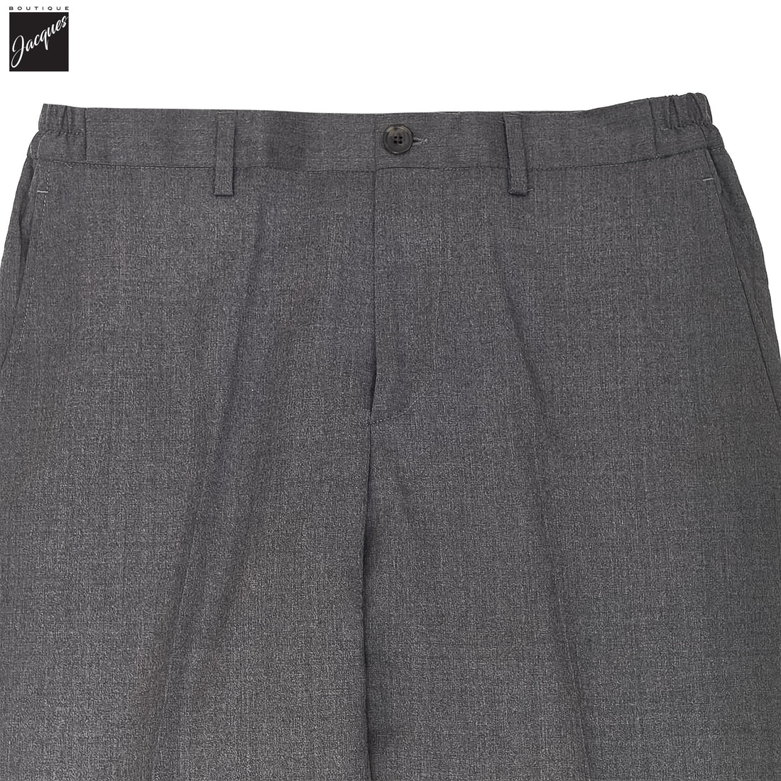 Gray Wool Stretch Prato Stretch Waistband Dress Pant - Jack Victor