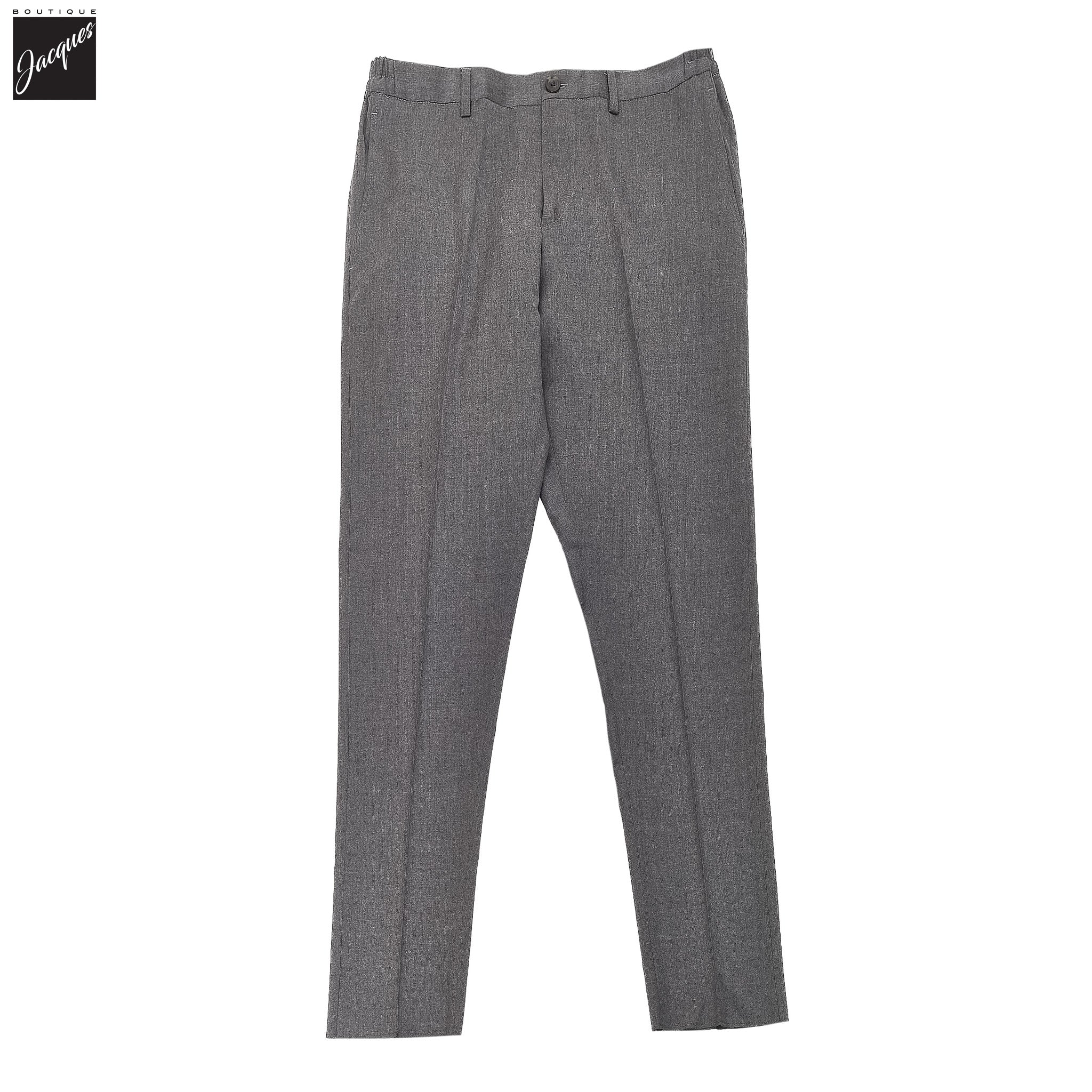 Gray Wool Stretch Prato Stretch Waistband Dress Pant - Jack Victor