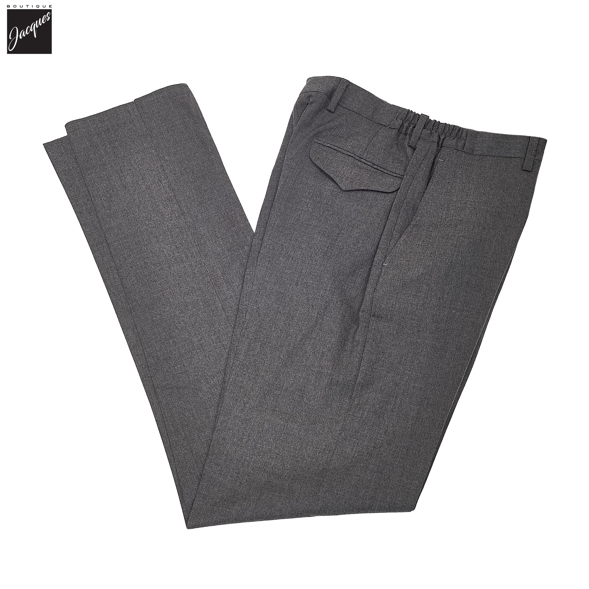 Gray Wool Stretch Prato Stretch Waistband Dress Pant - Jack Victor
