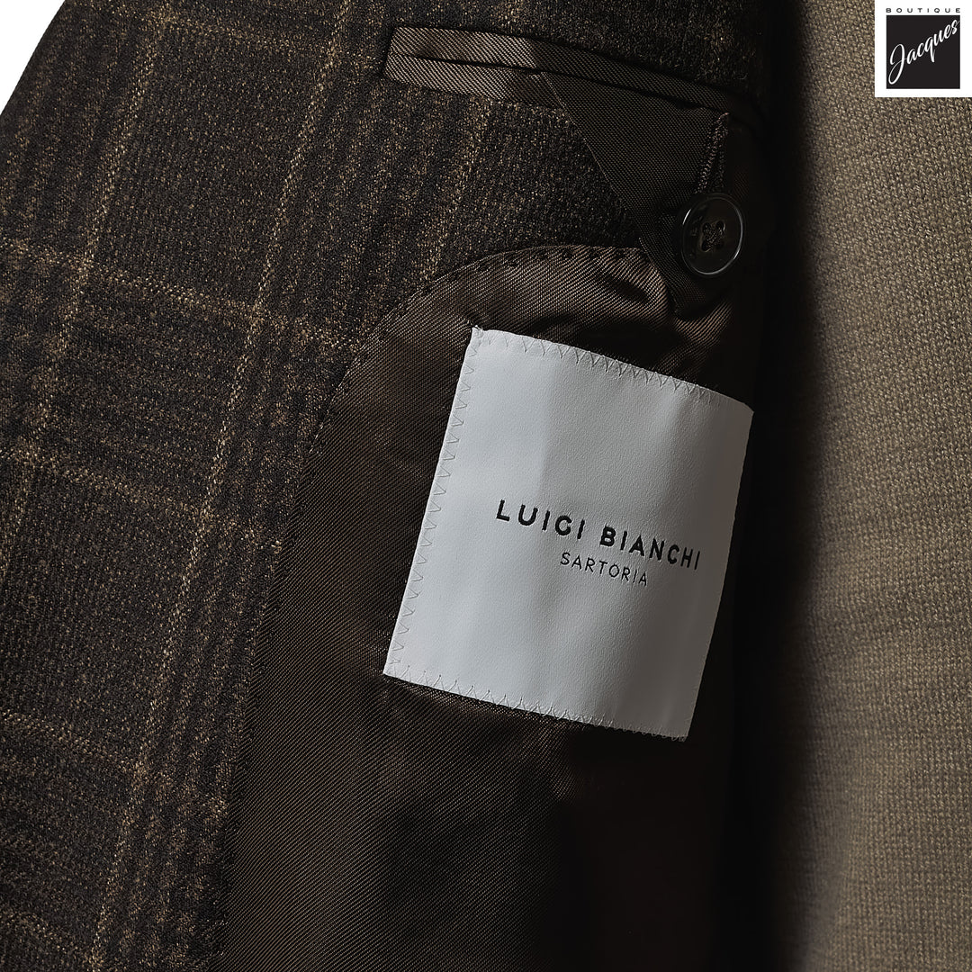 Brown Check Contemporary Dream Fit Wool Sport Jacket - Luigi Bianchi