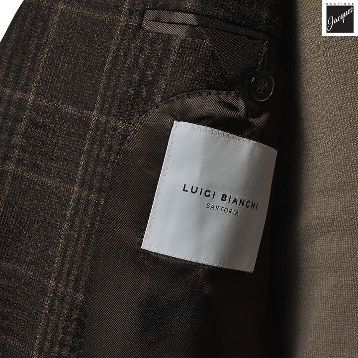 Brown Check Contemporary Dream Fit Wool Sport Jacket - Luigi Bianchi