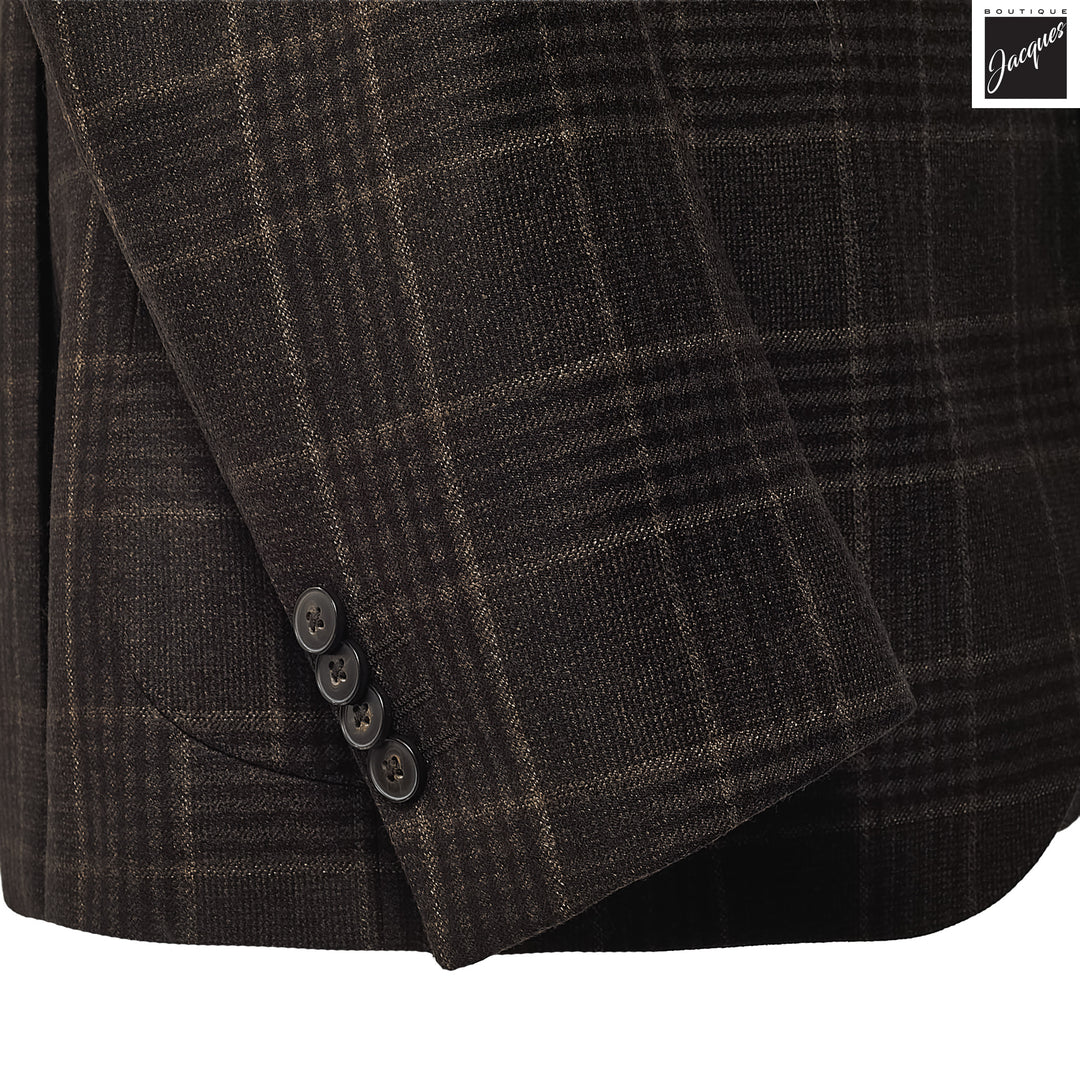 Brown Check Contemporary Dream Fit Wool Sport Jacket - Luigi Bianchi