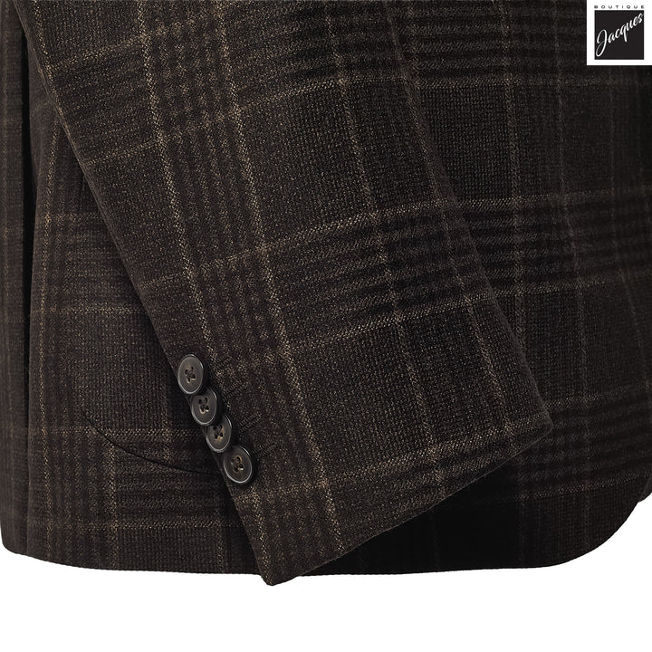 Brown Check Contemporary Dream Fit Wool Sport Jacket - Luigi Bianchi