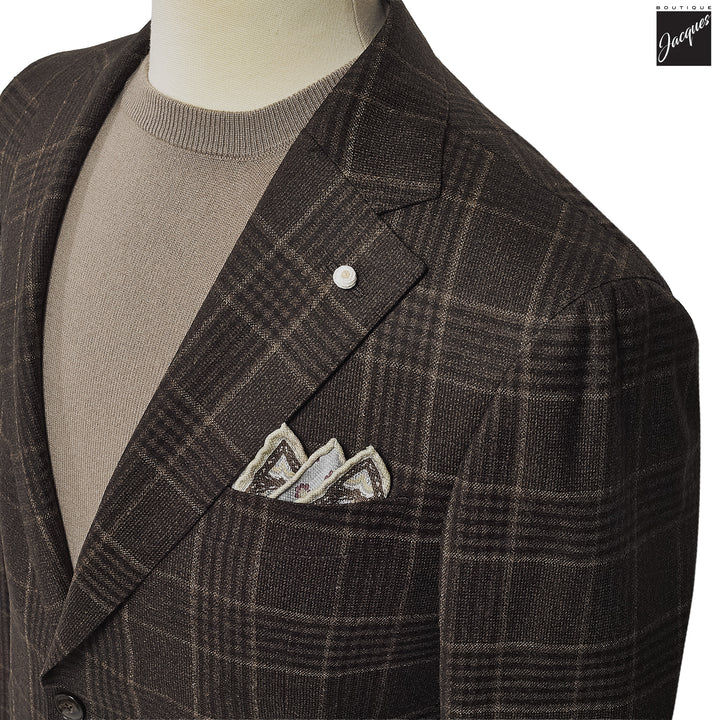 Brown Check Contemporary Dream Fit Wool Sport Jacket - Luigi Bianchi