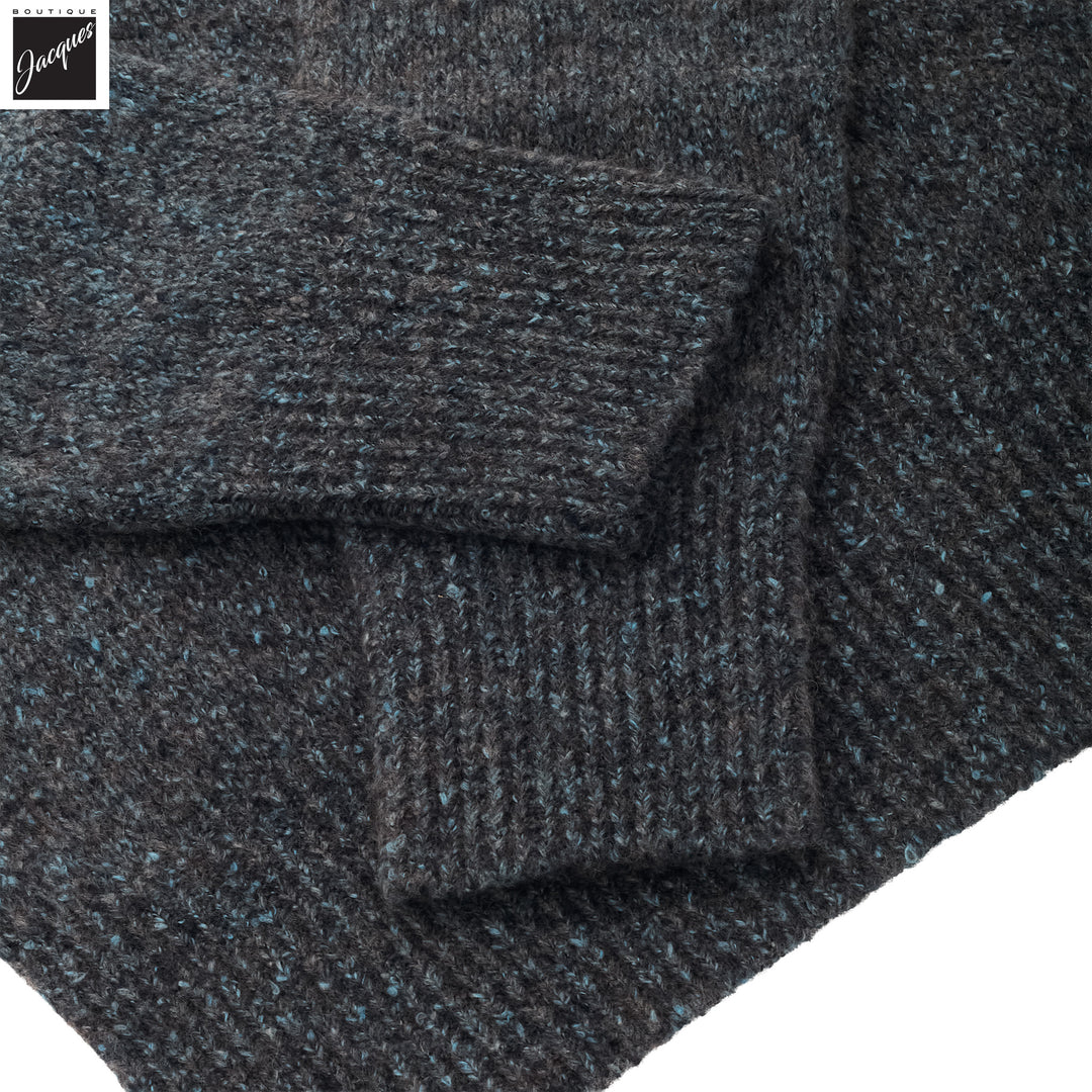 Blue Mouliné Alpaca-Blend 3D Seamless Tweed Crewneck - Phil Petter